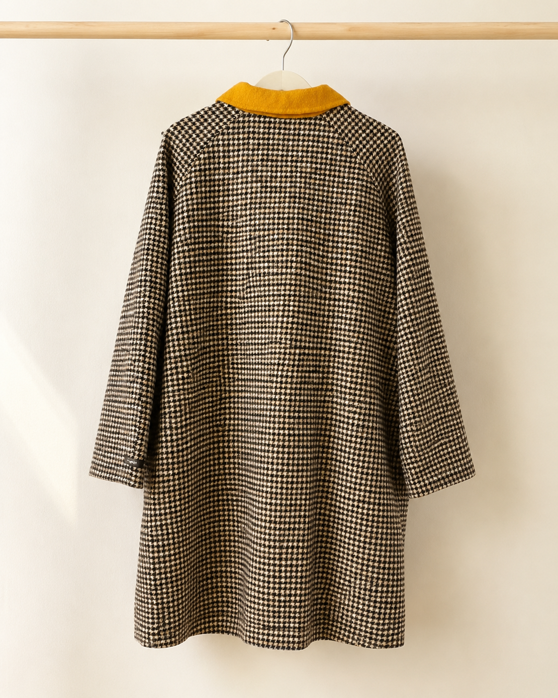 Abrigo de lana Amber cuadrillé con cuello mostaza | Talla 8-9 años