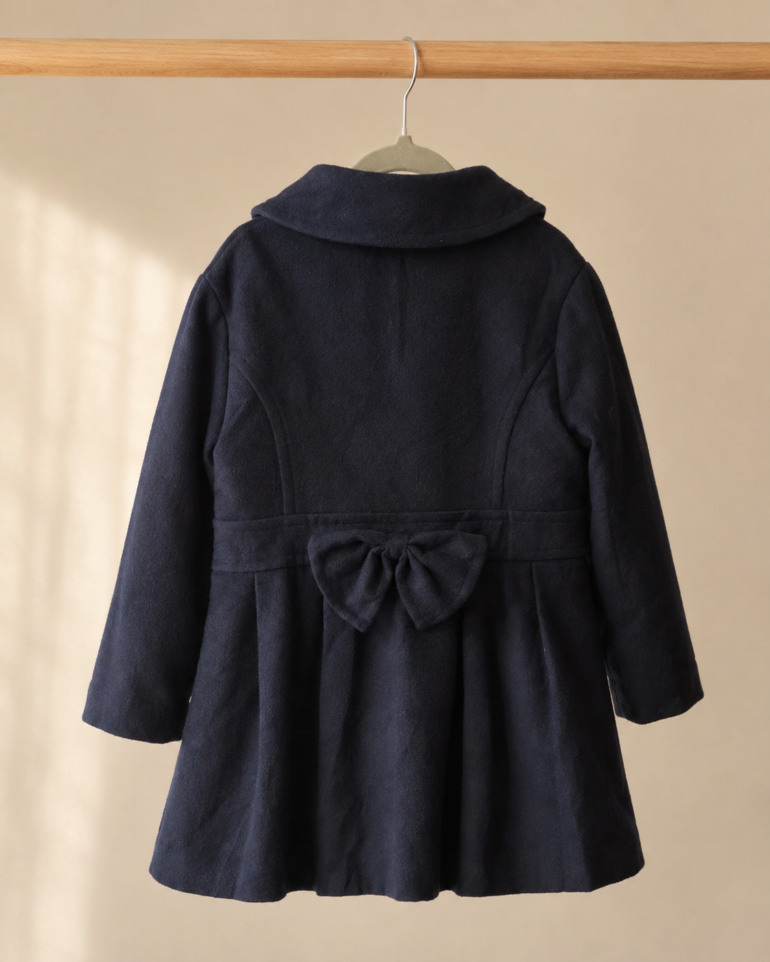Abrigo de lana azul marino con botones dorados para niña | Talla 6-7 años