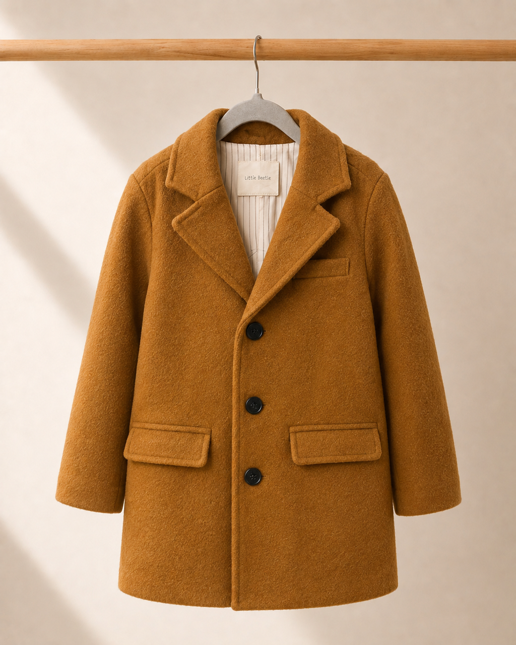 Abrigo de lana Little Beattie camel infantil | Talla 8