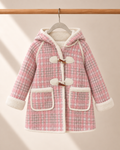 Abrigo Montgomery de niña cuadrillé rosado | Talla 6-7 años