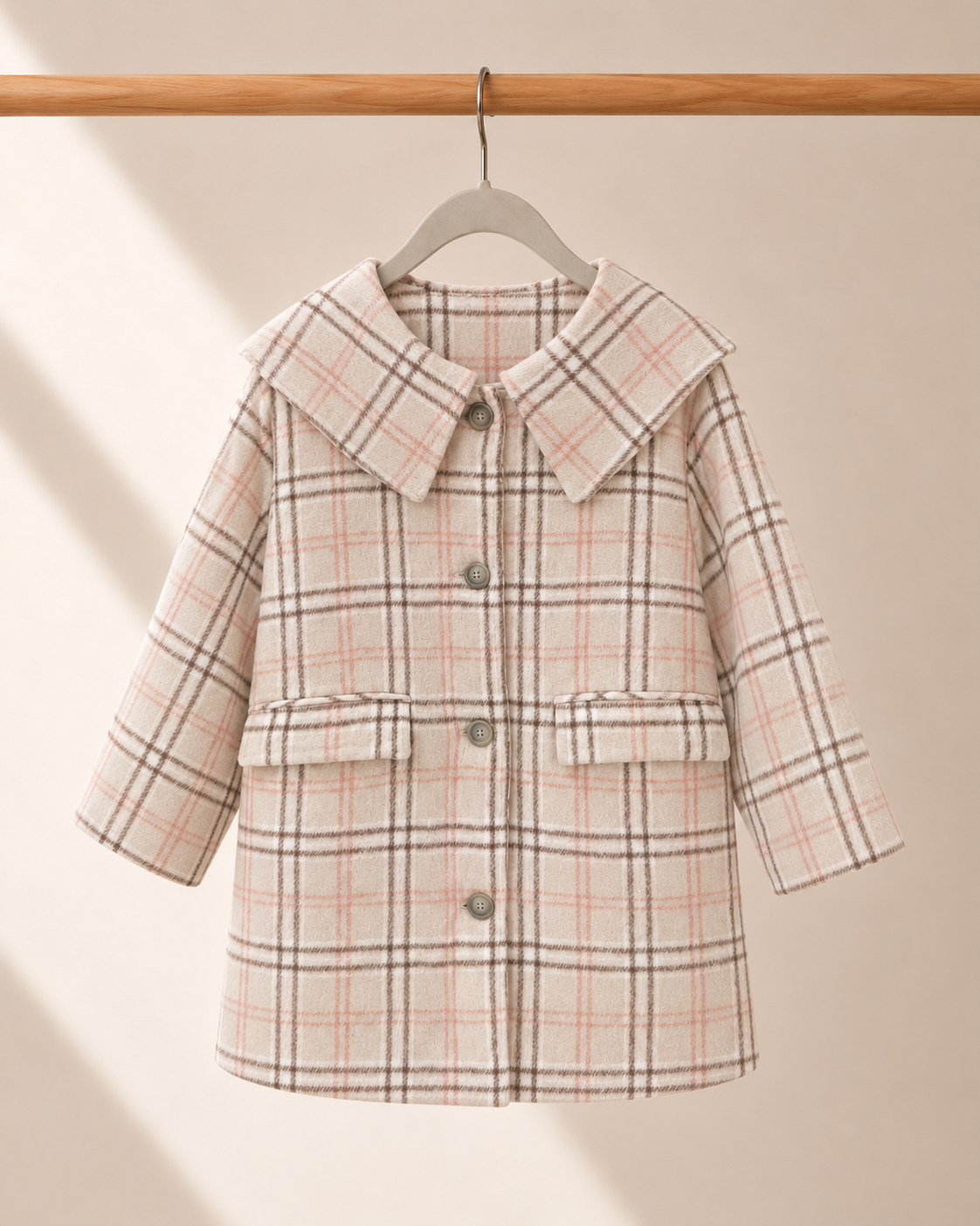 Abrigo infantil Milibam rosado, crema y cuadrillé | Talla 8-9 (130)