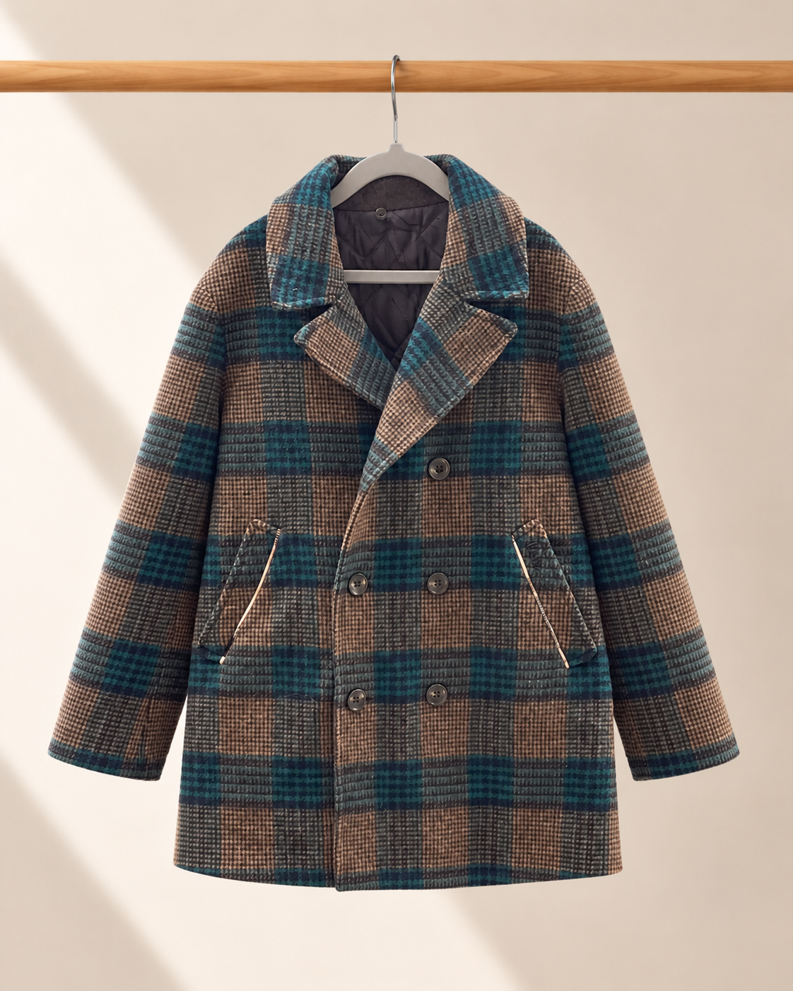Abrigo infantil DAKAS cuadrillé verde y café | Talla  8-9 años (130)