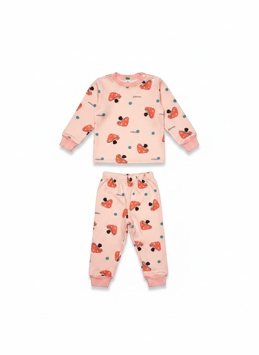 Pijama Afranelado Niña - Rosado & Honguitos