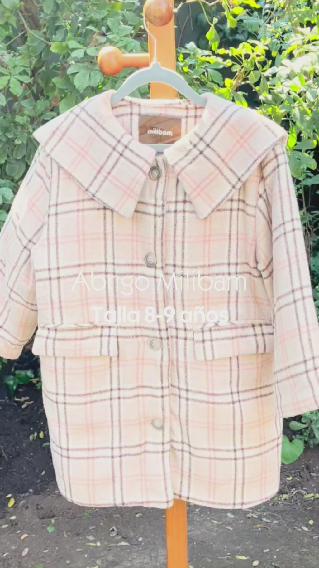 Abrigo infantil Milibam rosado, crema y cuadrillé | Talla 8-9 (130)