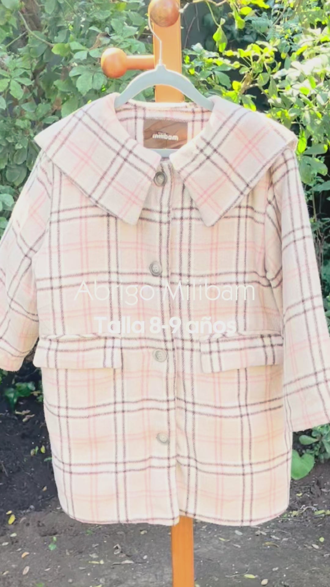 Abrigo infantil Milibam rosado, crema y cuadrillé | Talla 8-9 (130)