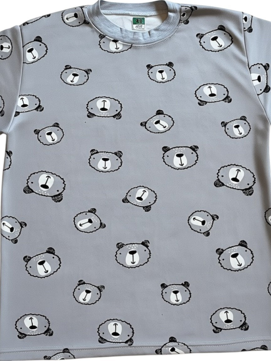 Camiseta de pijama Vamos Niños gris de manga larga con estampado de caritas de oso para bebé
