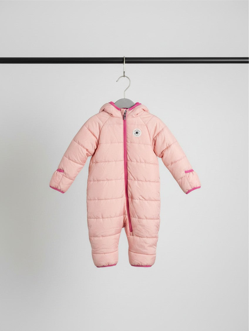 Enterito de nieve Vamos Niños Converse rosado acolchado con capucha y cierre para bebé de 9 meses