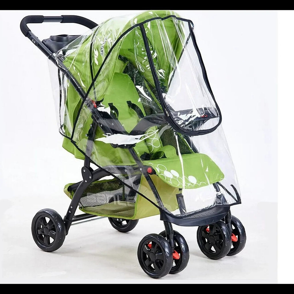 Funda impermeable transparente Vamos Niños para cochecito de bebé verde con ventilación y ajuste universal