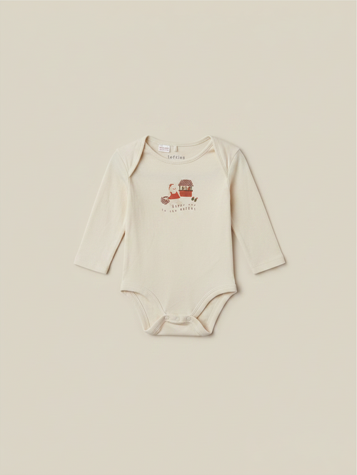 Body de bebé Vamos Niños Lefties beige de manga larga con estampado de osita y cierre de botones a presión
