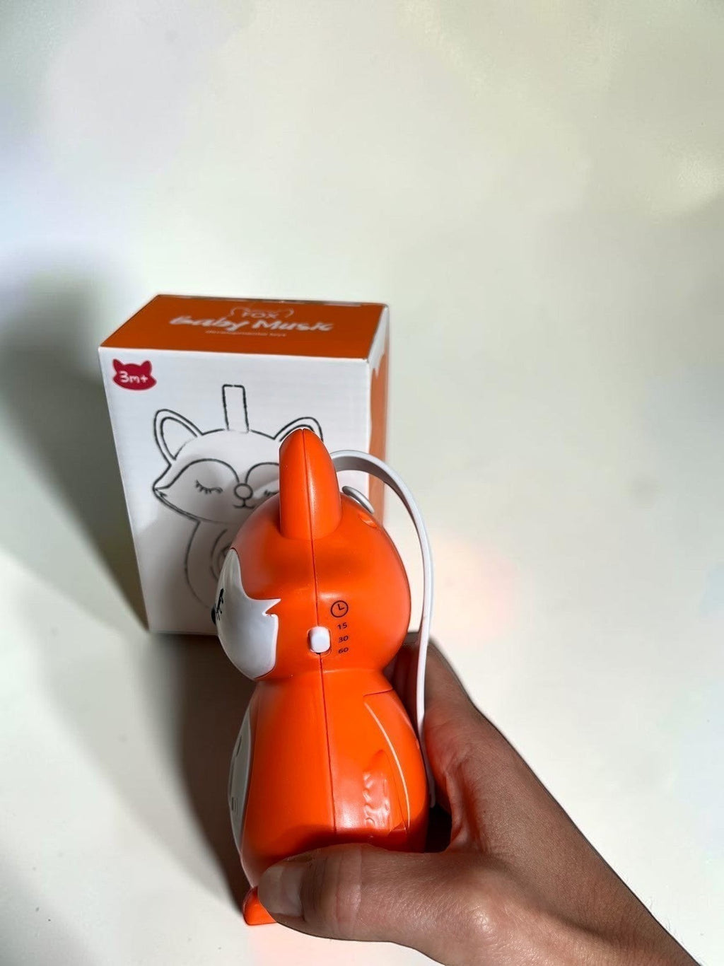 Máquina de ruido blanco Vamos Niños con forma de zorro naranja y blanco, dispositivo portátil para dormir bebés