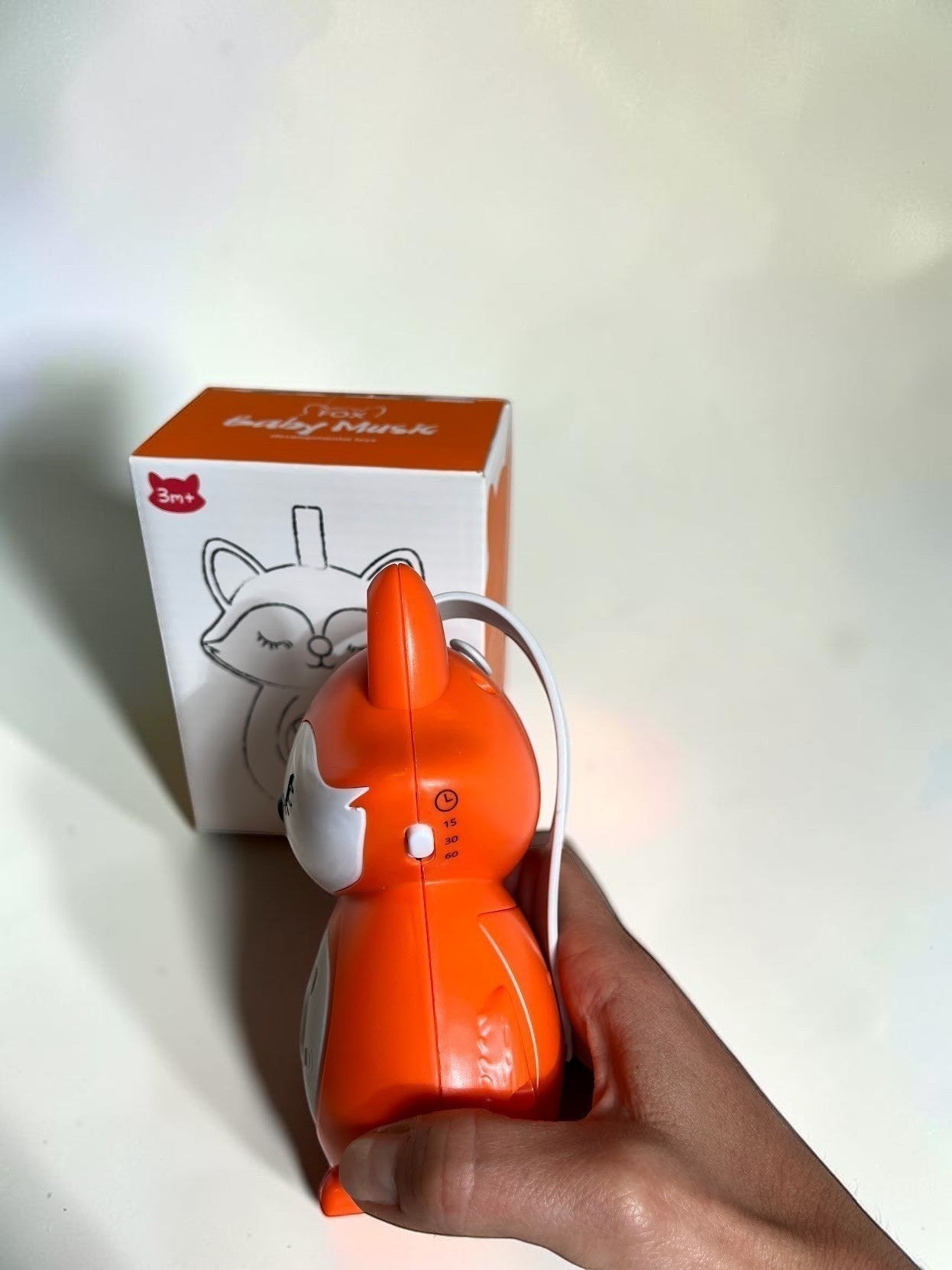 Máquina de ruido blanco Vamos Niños con forma de zorro naranja y blanco, dispositivo portátil para dormir bebés
