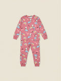 Pijama de niña Vamos Niños Lefties rosado con estampado de Snoopy, arcoíris y nubes, talla 10