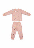 Conjunto de pijama Vamos Niños rosa pastel con estampado de ositos, camiseta manga larga y pantalón con puños elásticos.