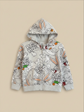 Polerón gris con cierre y gorro de Vamos Niños con estampado integral de Bugs Bunny para niño