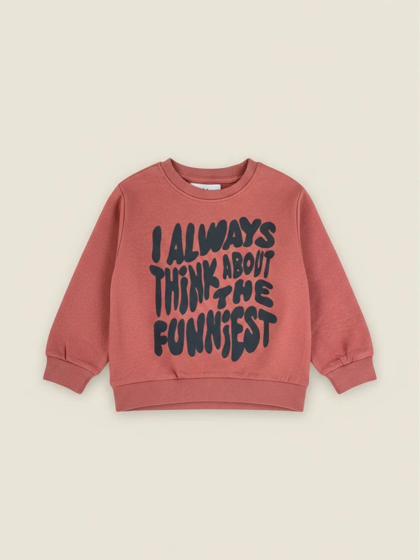 Polerón de niño Vamos Niños Lefties color terracota con estampado de letras negras en el frente