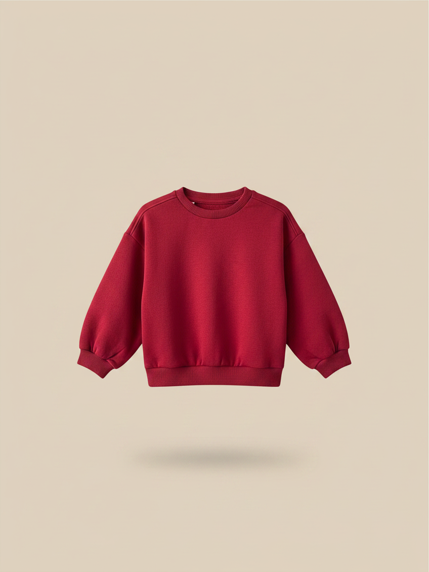 Polerón unisex básico de color rojo de la marca Vamos Niños, ideal para bebés de 18 a 24 meses.