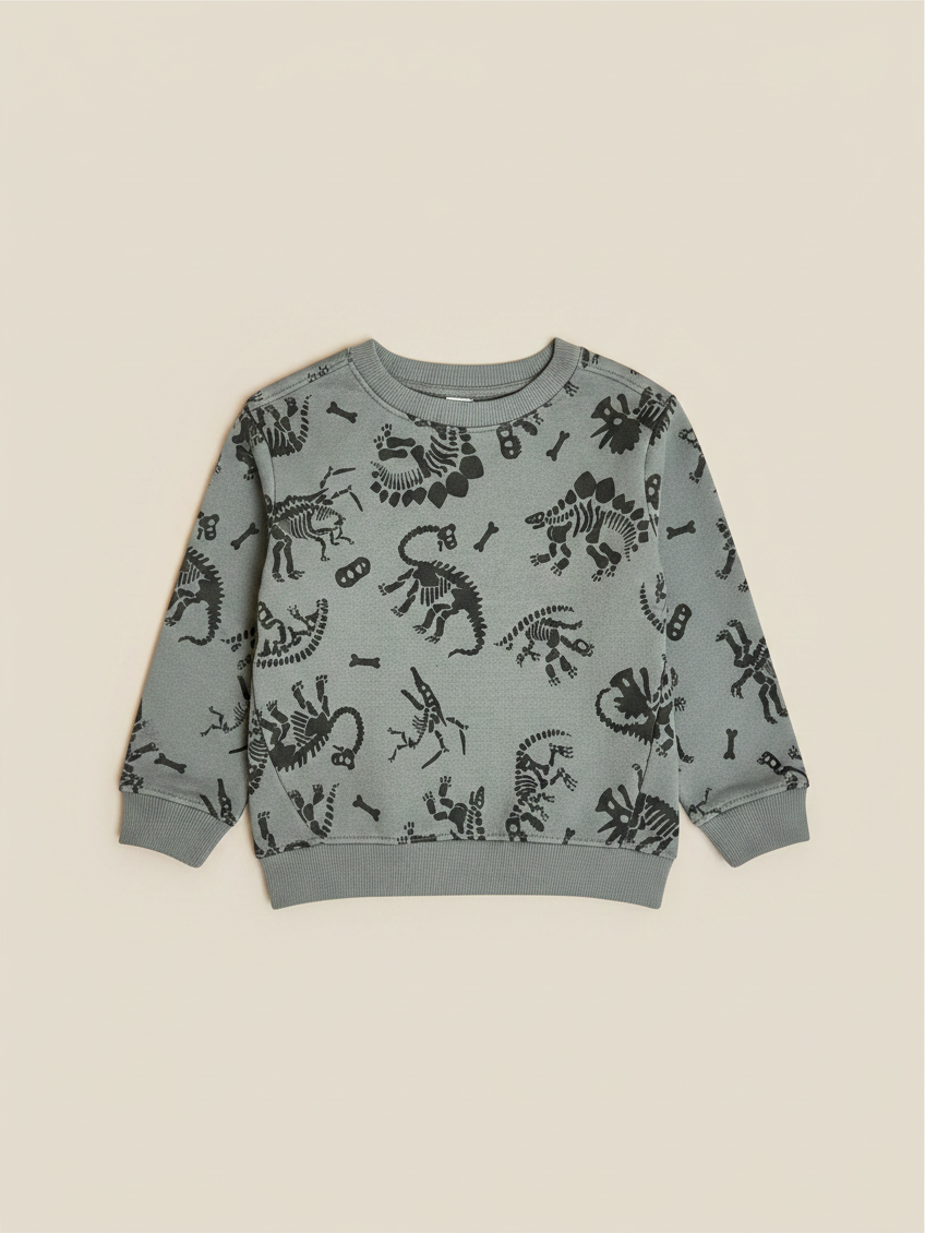Polerón ligero verde Vamos Niños de Lefties para niño con estampado de esqueletos de dinosaurios en color negro