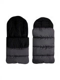 Saco térmico universal Vamos Niños acolchado en color negro y gris para cochecito de bebé con cremallera frontal