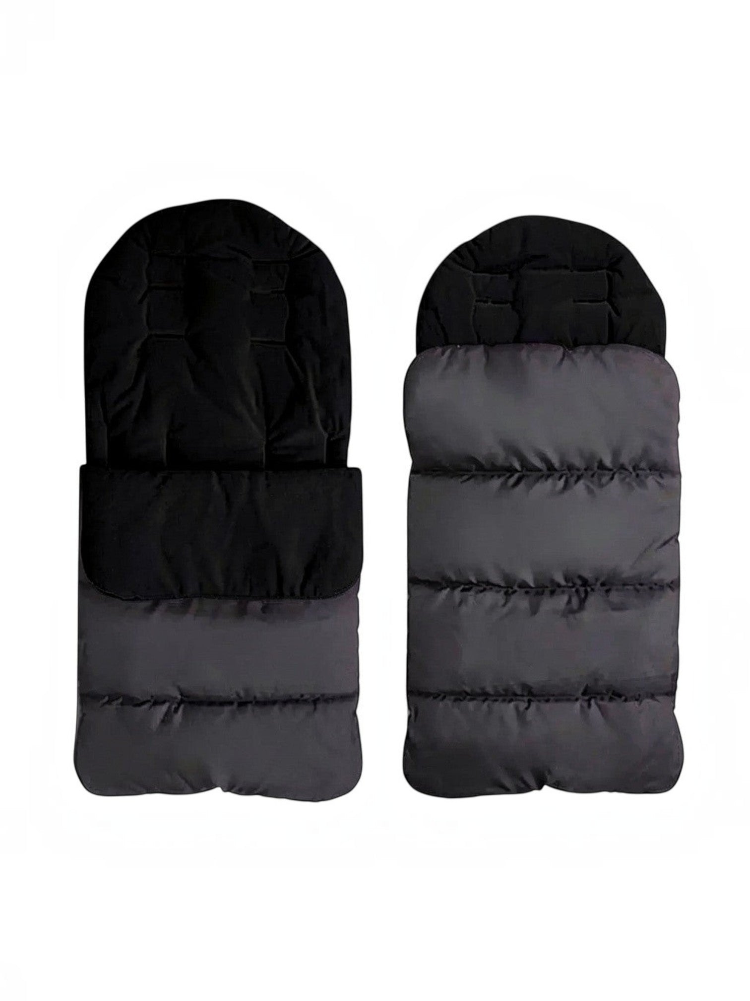 Saco térmico universal Vamos Niños acolchado en color negro y gris para cochecito de bebé con cremallera frontal