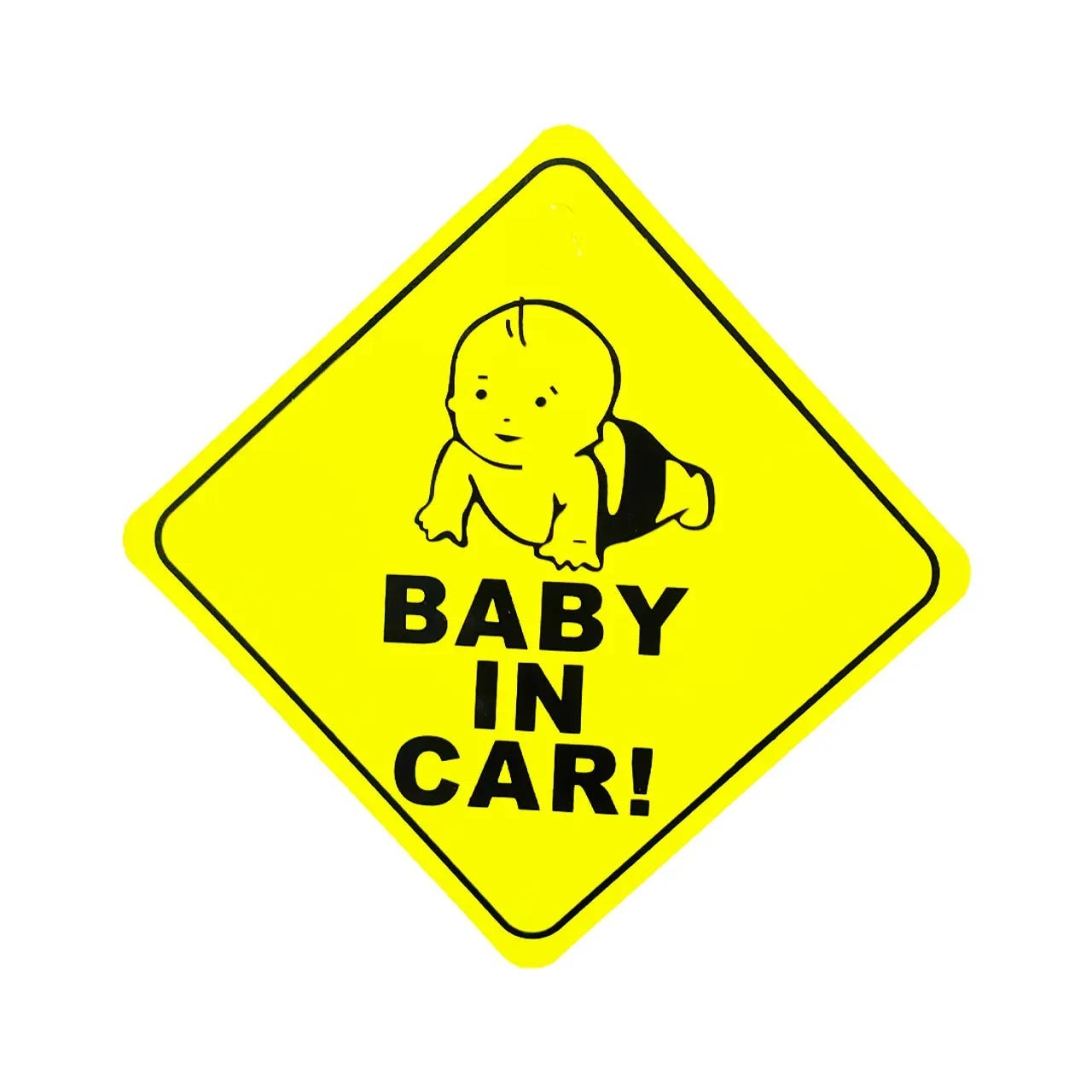 Señal de seguridad Vamos Niños amarilla con diseño de bebé y texto Baby in Car para coche